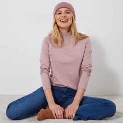 T-Shirt En Topje<Blancheporte T-shirt met opstaande hals en lange mouwen parmaroze