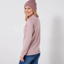 T-Shirt En Topje<Blancheporte T-shirt met opstaande hals en lange mouwen parmaroze