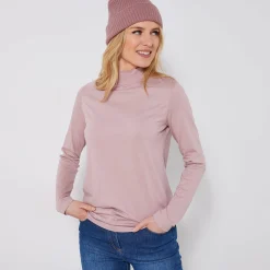 T-Shirt En Topje<Blancheporte T-shirt met opstaande hals en lange mouwen parmaroze