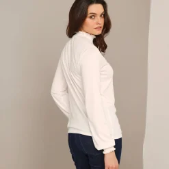 T-Shirt En Topje<Blancheporte T-shirt met opstaande hals, smokwerk aan de mouwen ecru