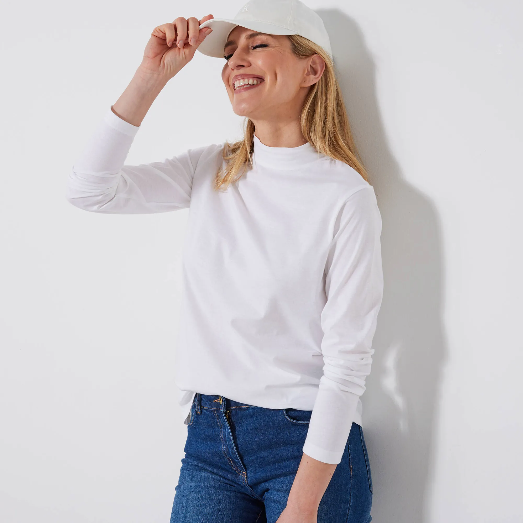 T-Shirt En Topje<Blancheporte T-shirt met opstaande hals en lange mouwen wit
