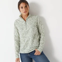 T-Shirt En Topje<Blancheporte T-shirt met opstaande ritskraag en zebraprint amandel groen