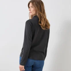 Thermisch Ondergoed<Blancheporte T-shirt met opstaande ritskraag en lange mouwen, intense warmte zwart