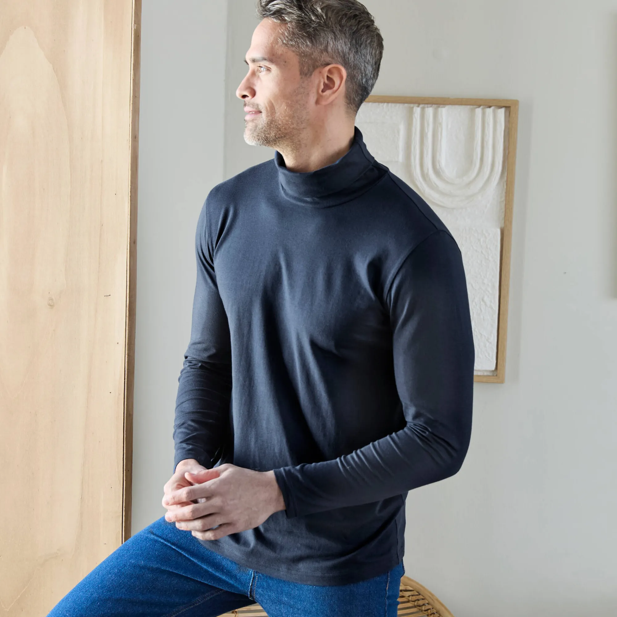 T-Shirt, Hemd En Polo<Blancheporte T-shirt met rolkraag en lange mouwen marine