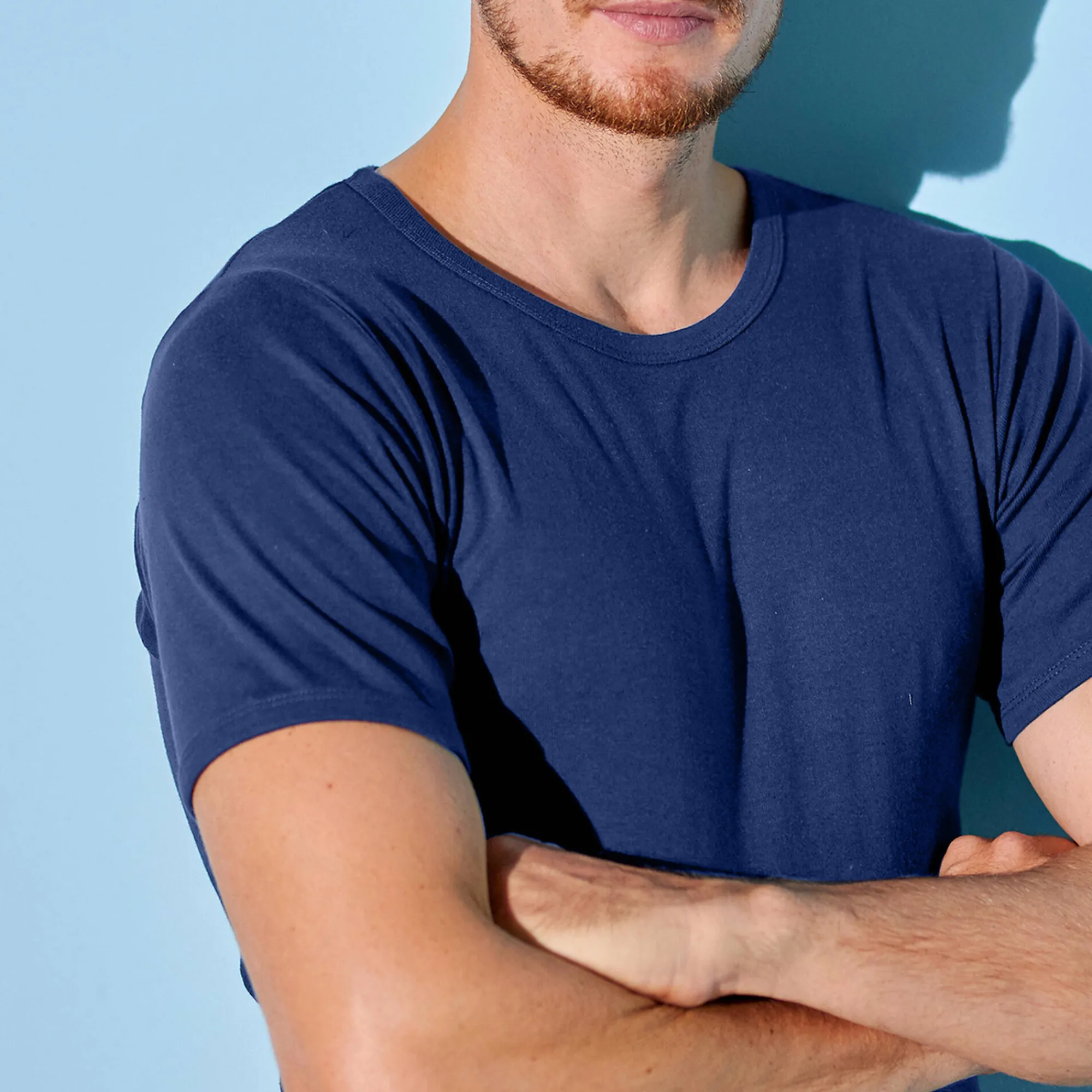 Ondergoed<Blancheporte T-shirt met ronde hals - herenondergoed, set van 3 marine
