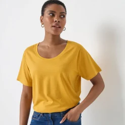 T-Shirt En Topje<Blancheporte T-shirt met ronde hals en korte mouwen kerrie