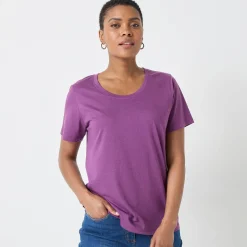 T-Shirt En Topje<Blancheporte T-shirt met ronde hals en korte mouwen paars