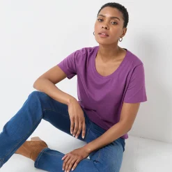 T-Shirt En Topje<Blancheporte T-shirt met ronde hals en korte mouwen paars