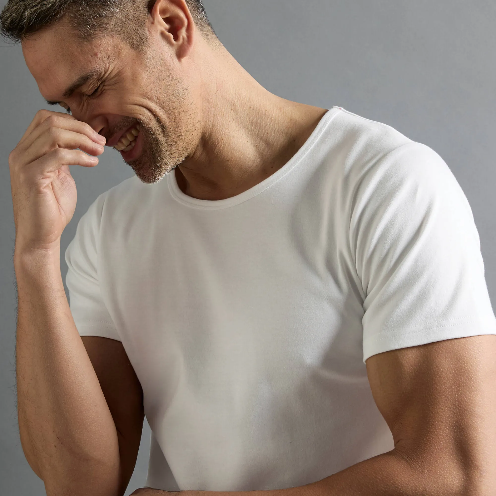 Ondergoed<Thermoperle T-shirt met ronde hals en korte mouwen in katoen - herenondergoed, set van 2 wit
