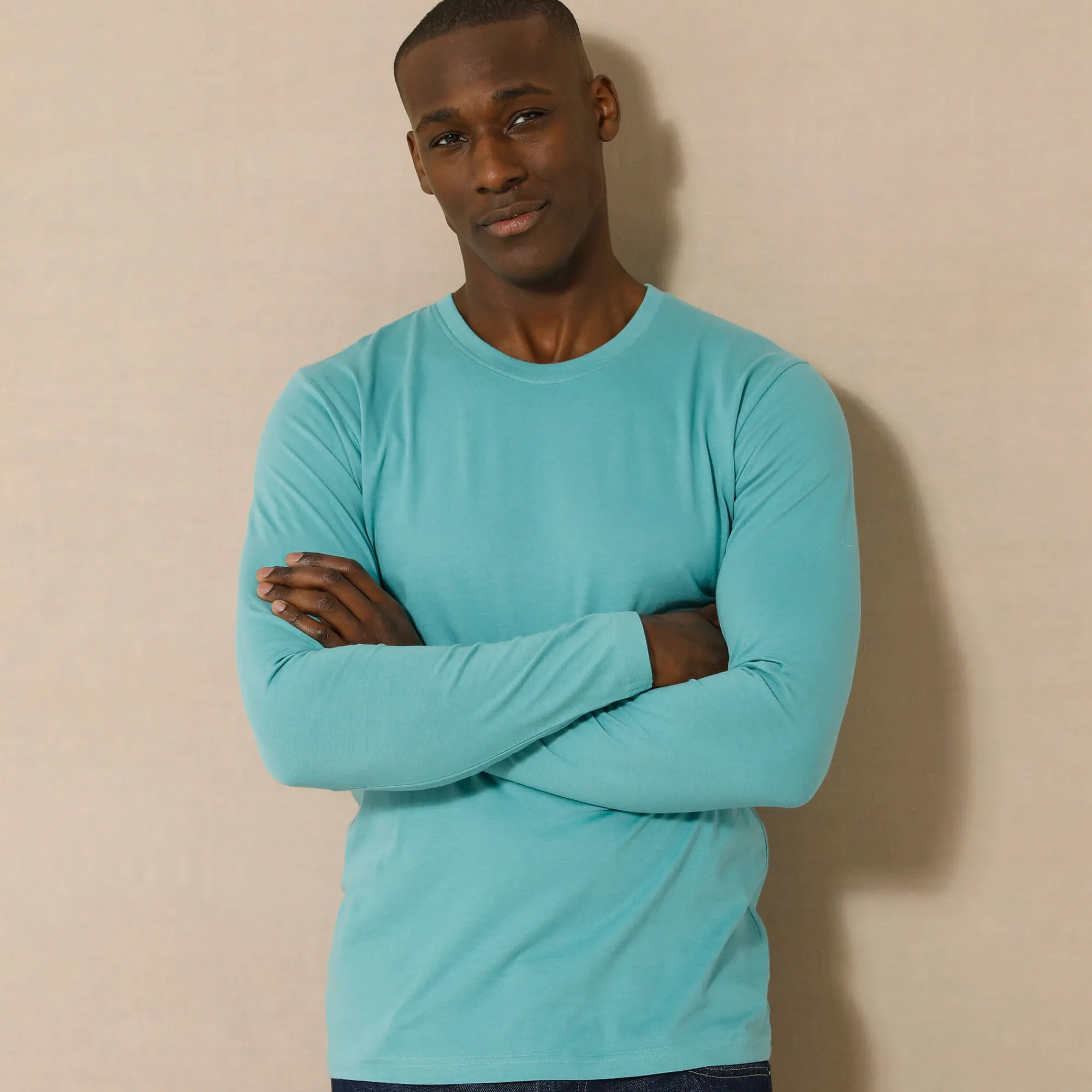 T-Shirt, Hemd En Polo<Blancheporte T-shirt met ronde hals en lange mouwen aqua