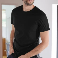 T-Shirt, Hemd En Polo<Blancheporte T-shirt met ronde hals en korte mouwen - set van 3 zwart + groen + linde