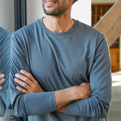 T-Shirt, Hemd En Polo<Blancheporte T-shirt met ronde hals en lange mouwen grijs
