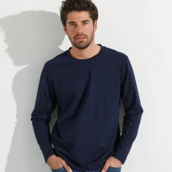 T-Shirt, Hemd En Polo<Blancheporte T-shirt met ronde hals en lange mouwen - set van 3 bordeaux + marine + blauw