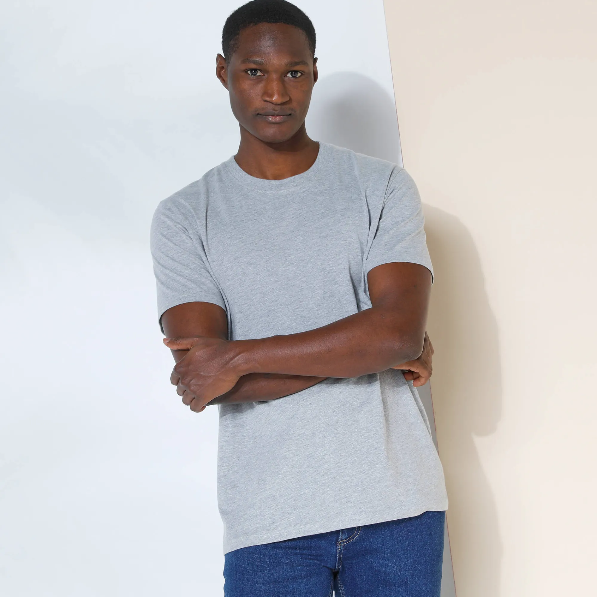 T-Shirt, Hemd En Polo<Blancheporte T-shirt met ronde hals en korte mouwen chiné azuurblauw