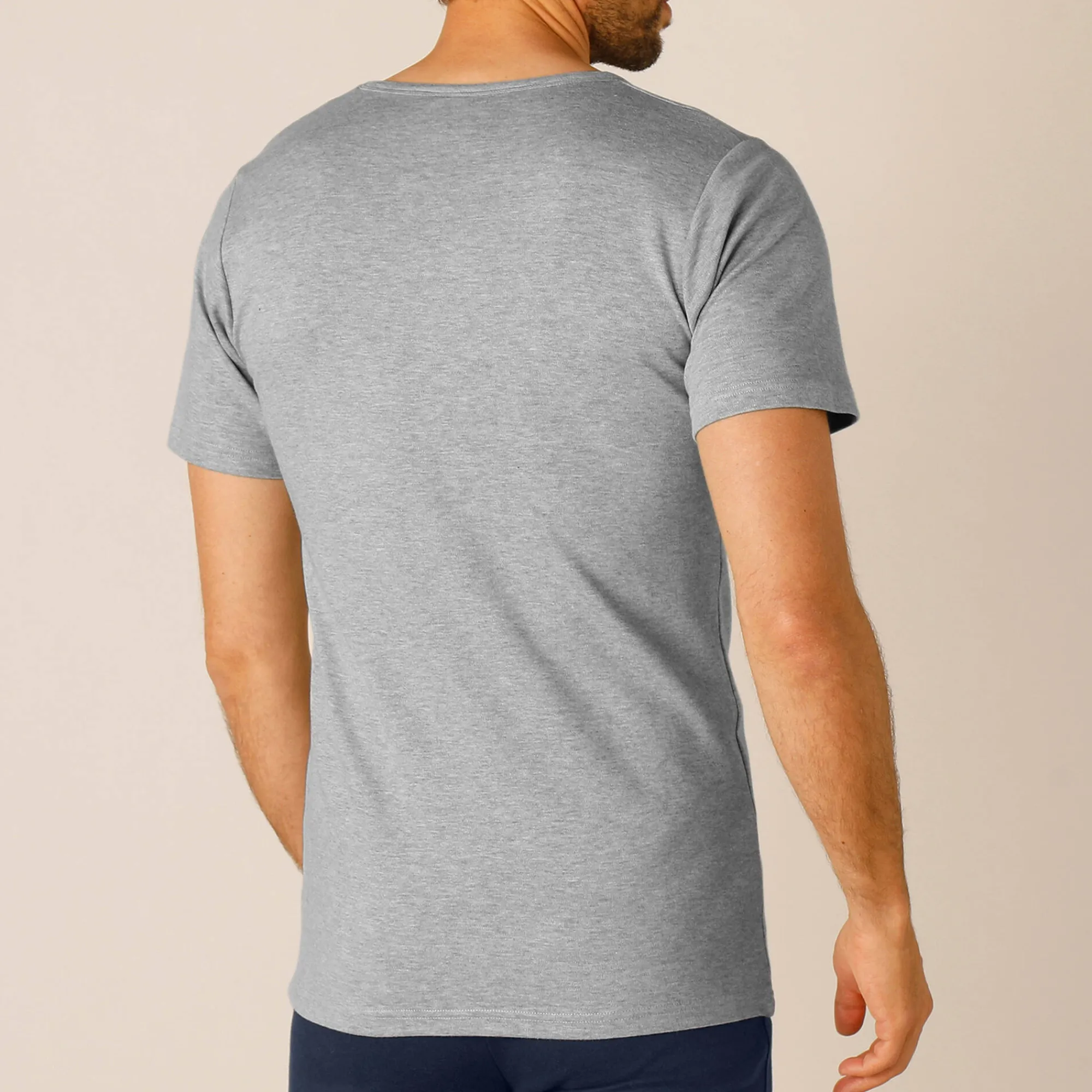 Ondergoed<Thermoperle T-shirt met ronde hals en korte mouwen in katoen - herenondergoed, set van 2 chiné grijs