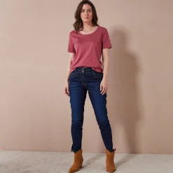 T-Shirt En Topje<Blancheporte T-shirt met ronde hals en korte mouwen grijsvioline