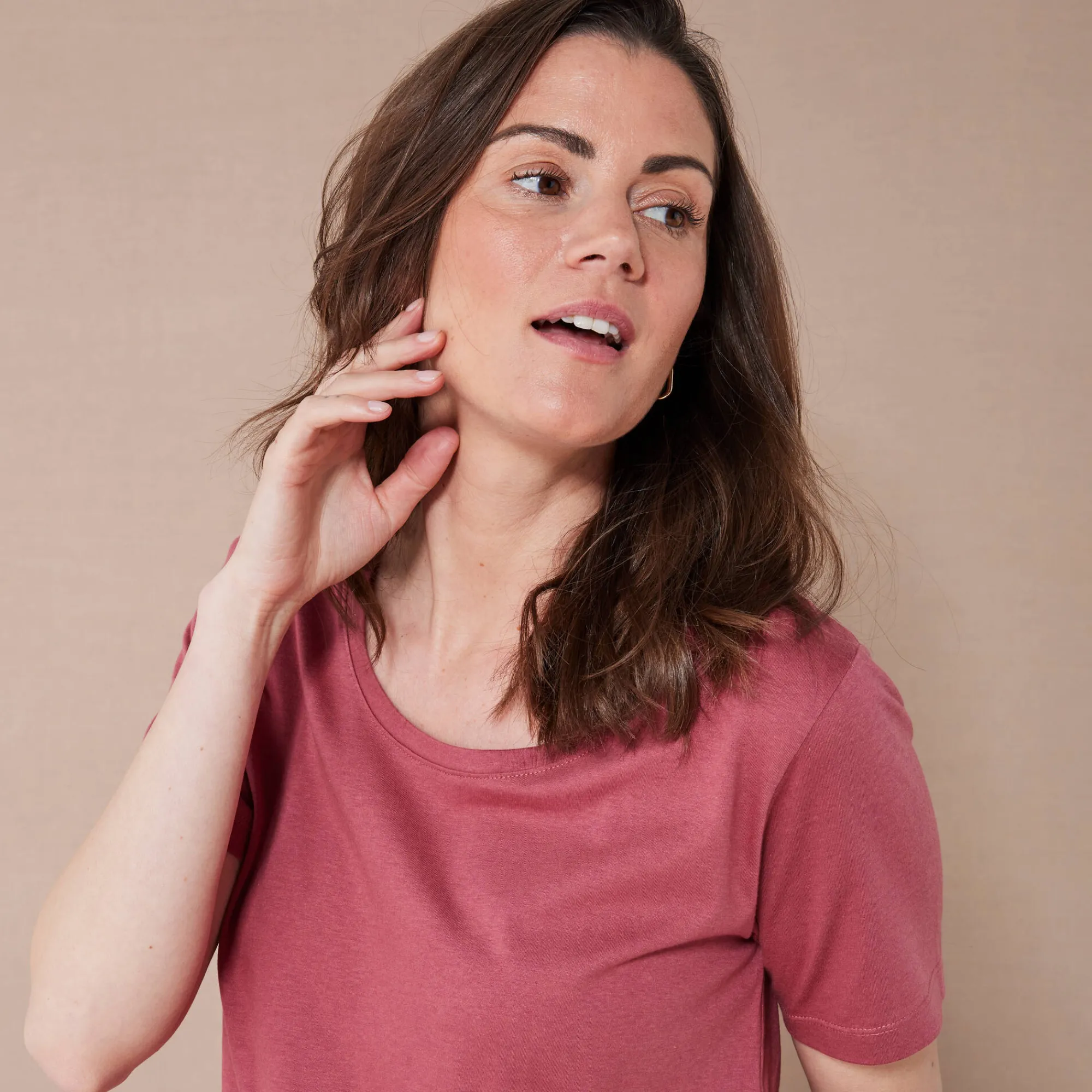 T-Shirt En Topje<Blancheporte T-shirt met ronde hals en korte mouwen grijsvioline