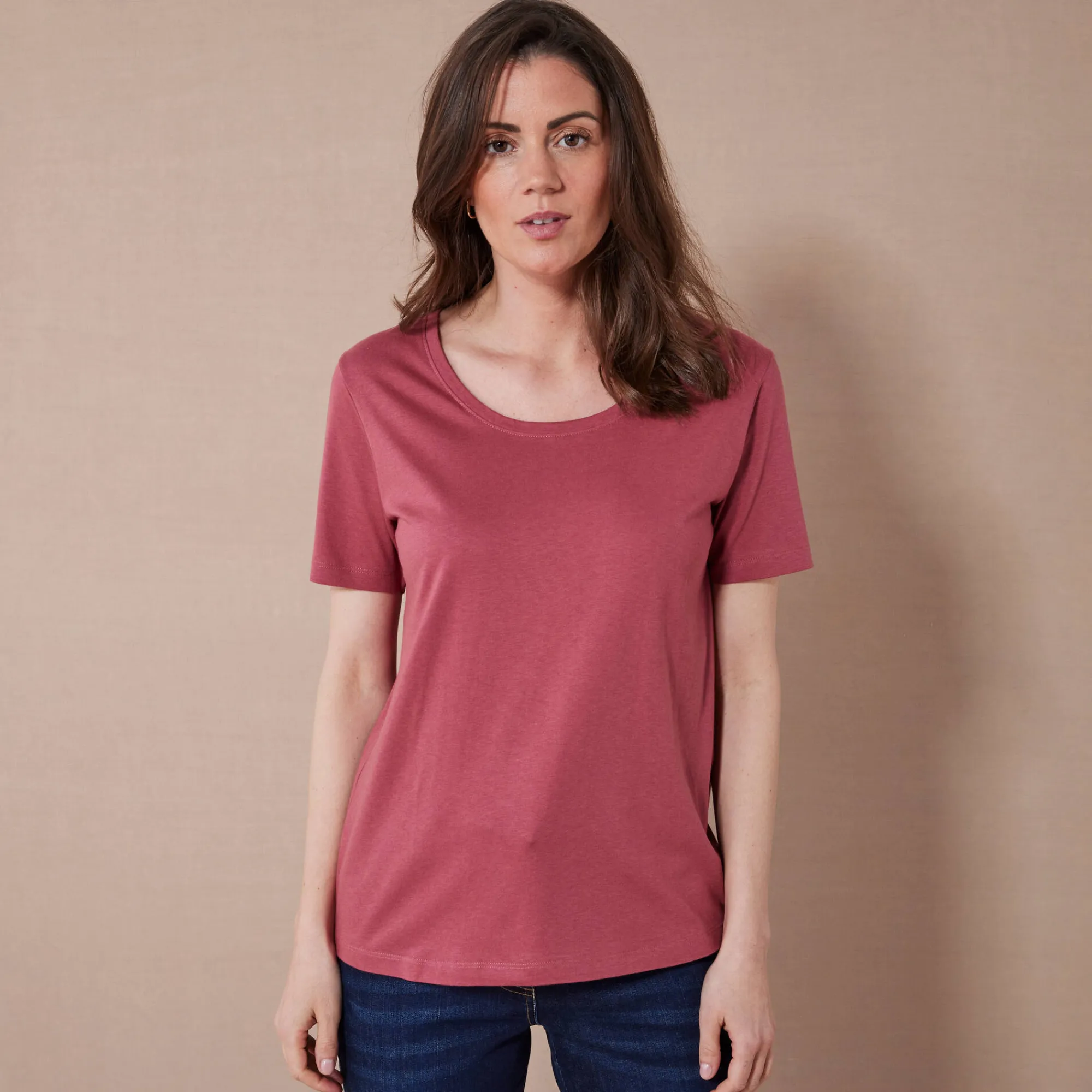 T-Shirt En Topje<Blancheporte T-shirt met ronde hals en korte mouwen grijsvioline