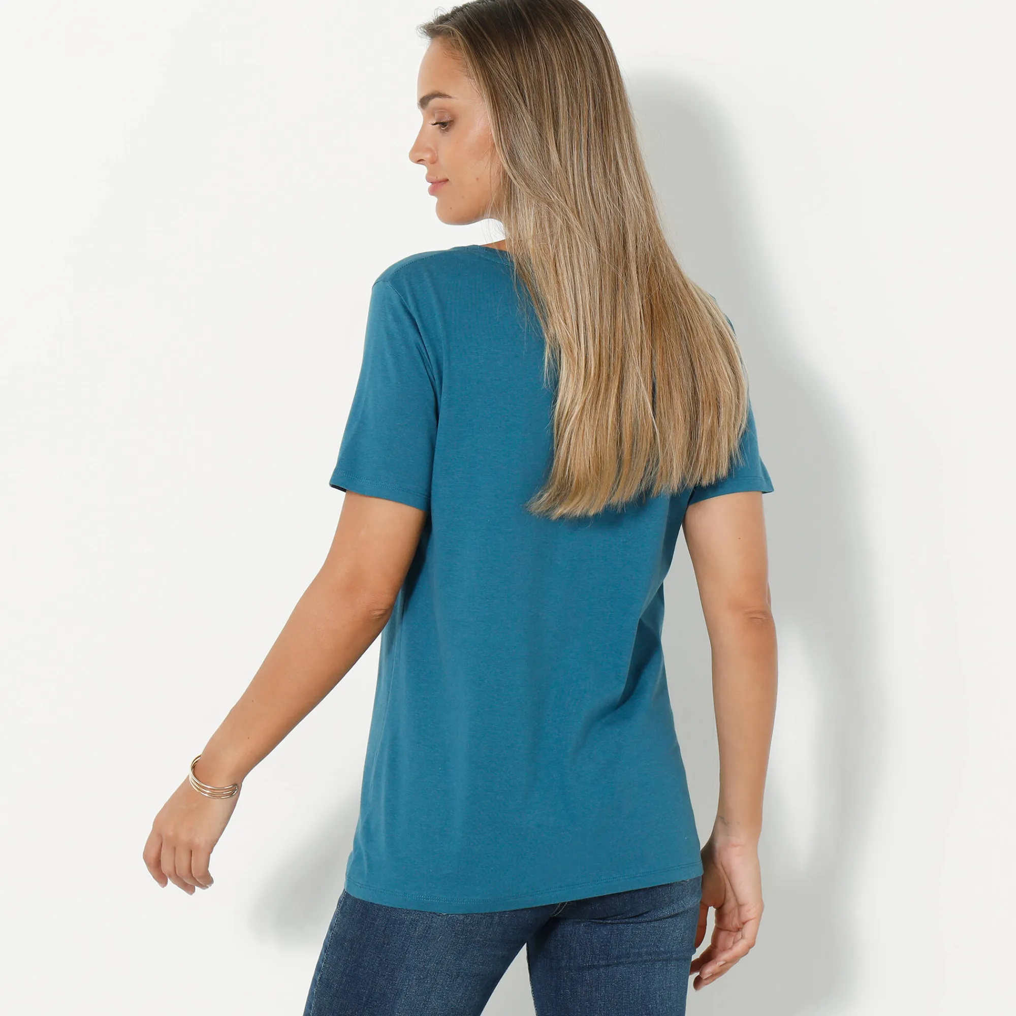 T-Shirt En Topje<Blancheporte T-shirt met ronde hals en korte mouwen Pruisisch blauw
