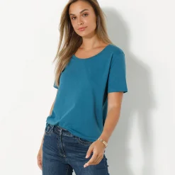 T-Shirt En Topje<Blancheporte T-shirt met ronde hals en korte mouwen Pruisisch blauw