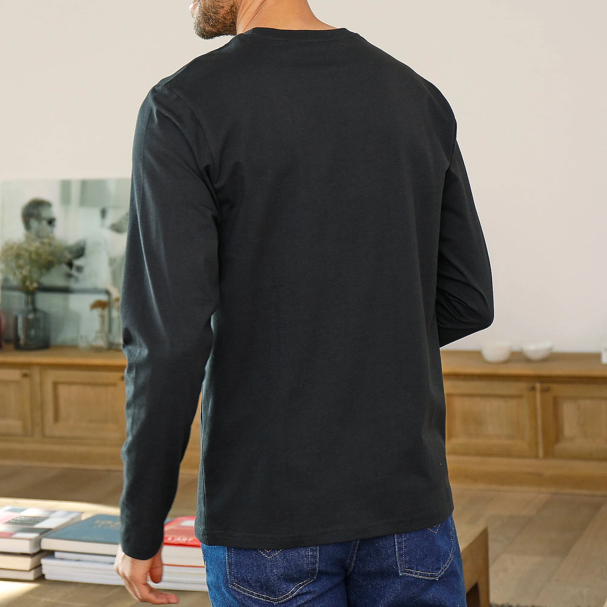 T-Shirt, Hemd En Polo<Blancheporte T-shirt met ronde hals en lange mouwen zwart