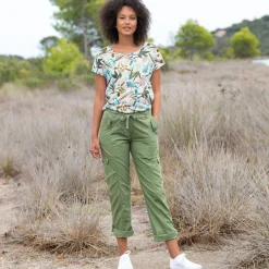 T-Shirt En Topje<Blancheporte T-shirt met ronde hals en tropische print wit / kaki