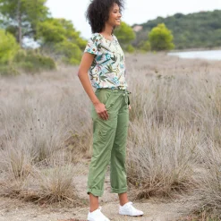 T-Shirt En Topje<Blancheporte T-shirt met ronde hals en tropische print wit / kaki