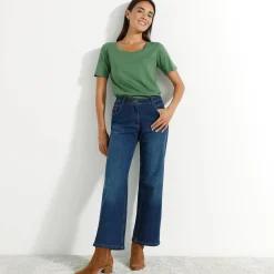 T-Shirt En Topje<Blancheporte T-shirt met ronde hals en korte mouwen mosgroen