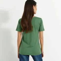 T-Shirt En Topje<Blancheporte T-shirt met ronde hals en korte mouwen mosgroen