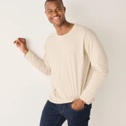 T-Shirt, Hemd En Polo<Blancheporte T-shirt met ronde hals en lange mouwen - set van 3 aqua + groen + chiné beige
