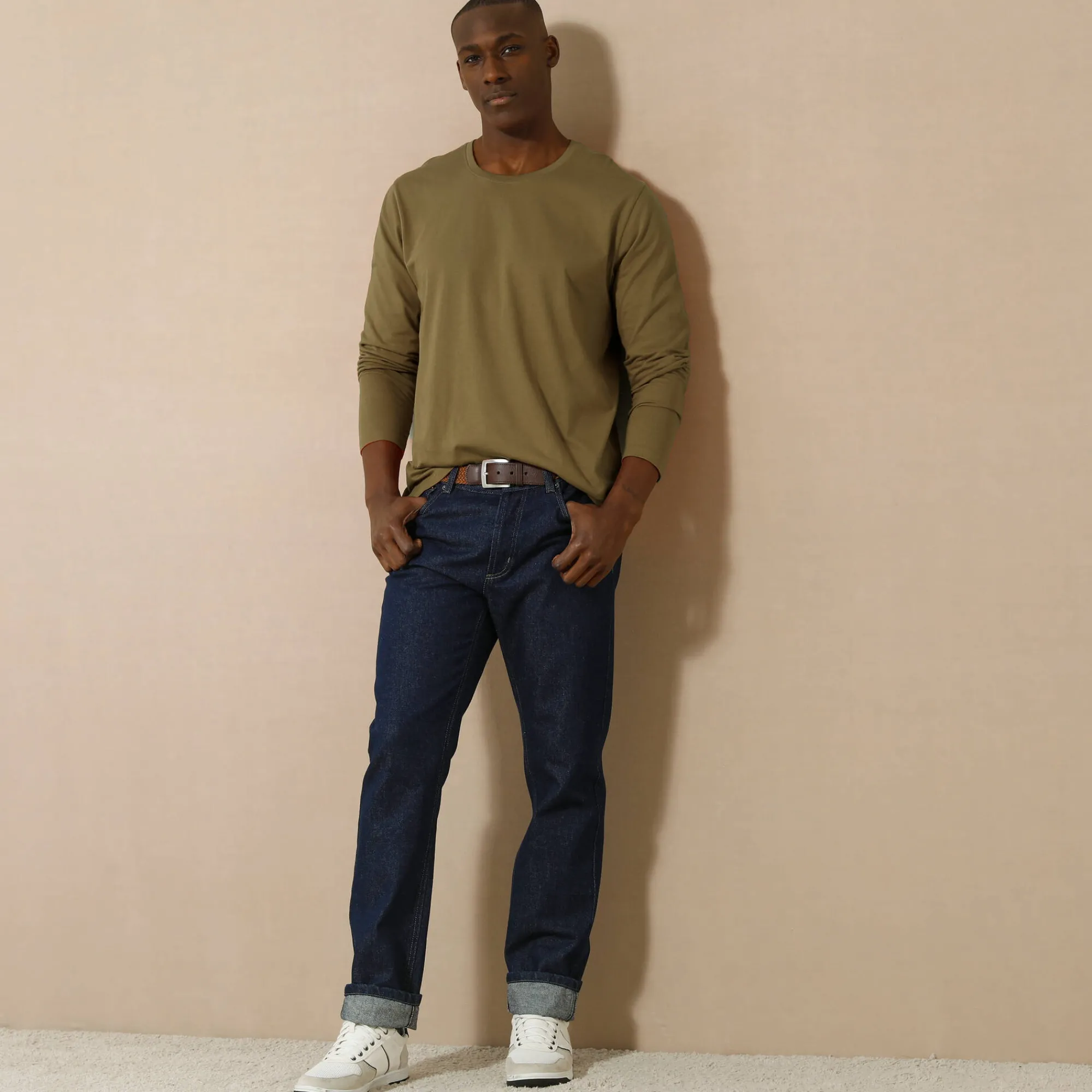 T-Shirt, Hemd En Polo<Blancheporte T-shirt met ronde hals en lange mouwen - set van 3 aqua + groen + chiné beige