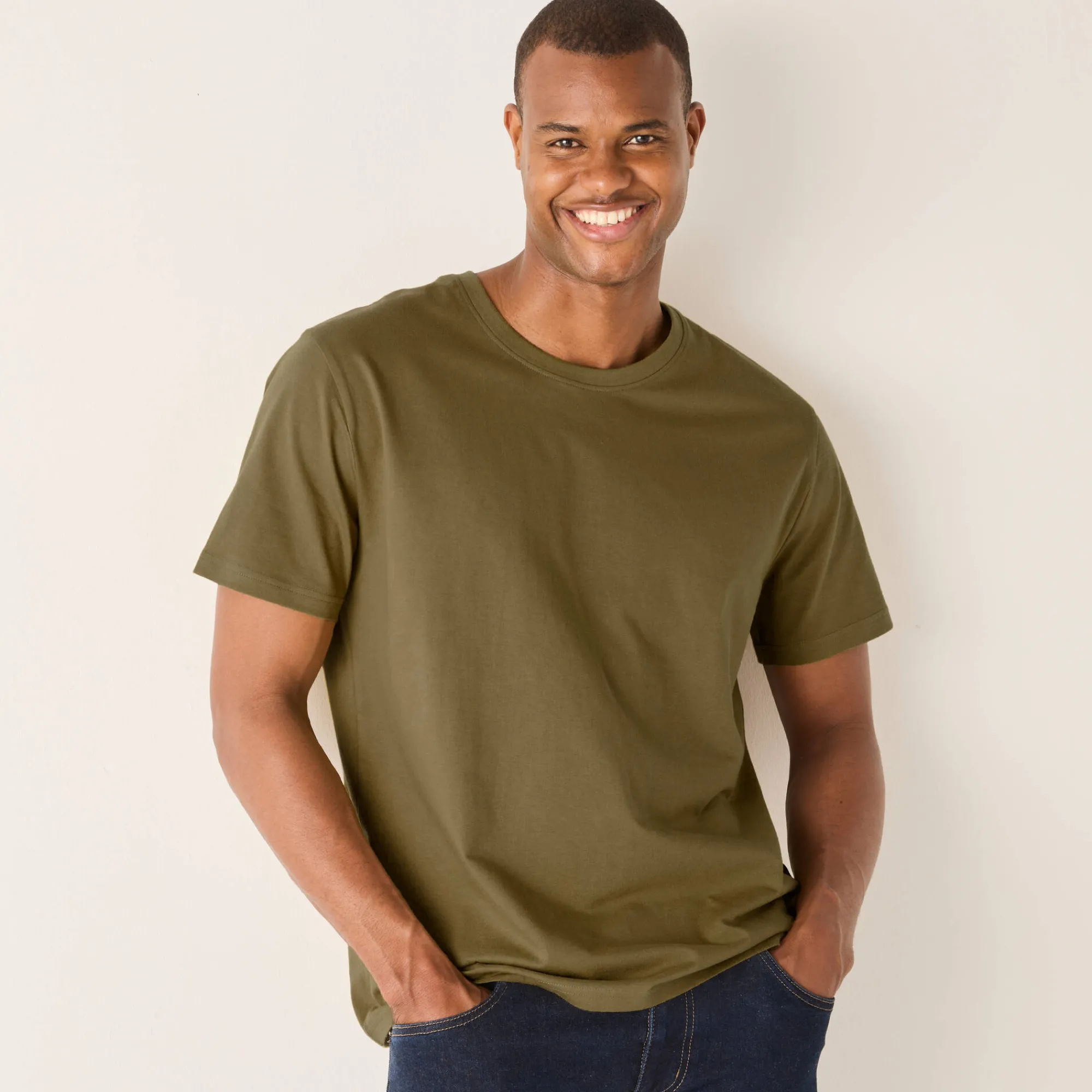 T-Shirt, Hemd En Polo<Blancheporte T-shirt met ronde hals en korte mouwen - set van 3 aqua + groen + chiné beige