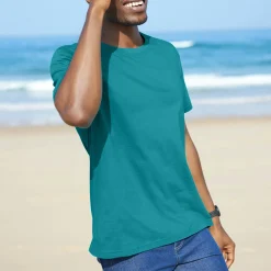T-Shirt, Hemd En Polo<Blancheporte T-shirt met ronde hals en korte mouwen - set van 3 turkoois + bordeaux + marine