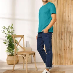 T-Shirt, Hemd En Polo<Blancheporte T-shirt met ronde hals en korte mouwen - set van 3 turkoois + bordeaux + marine