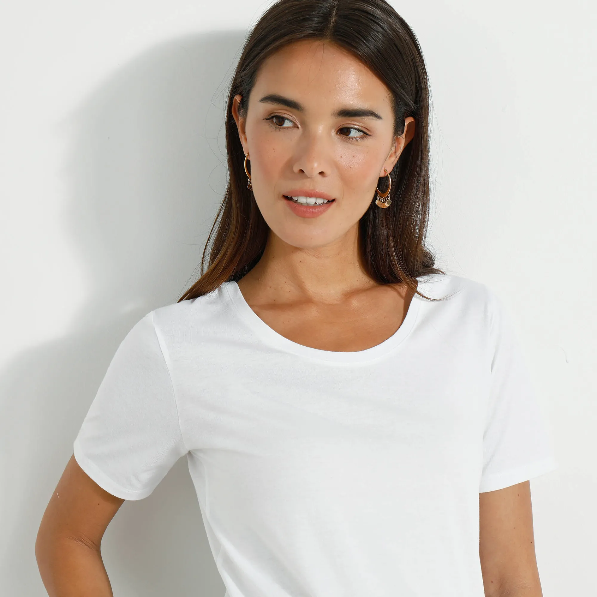 T-Shirt En Topje<Blancheporte T-shirt met ronde hals en korte mouwen wit