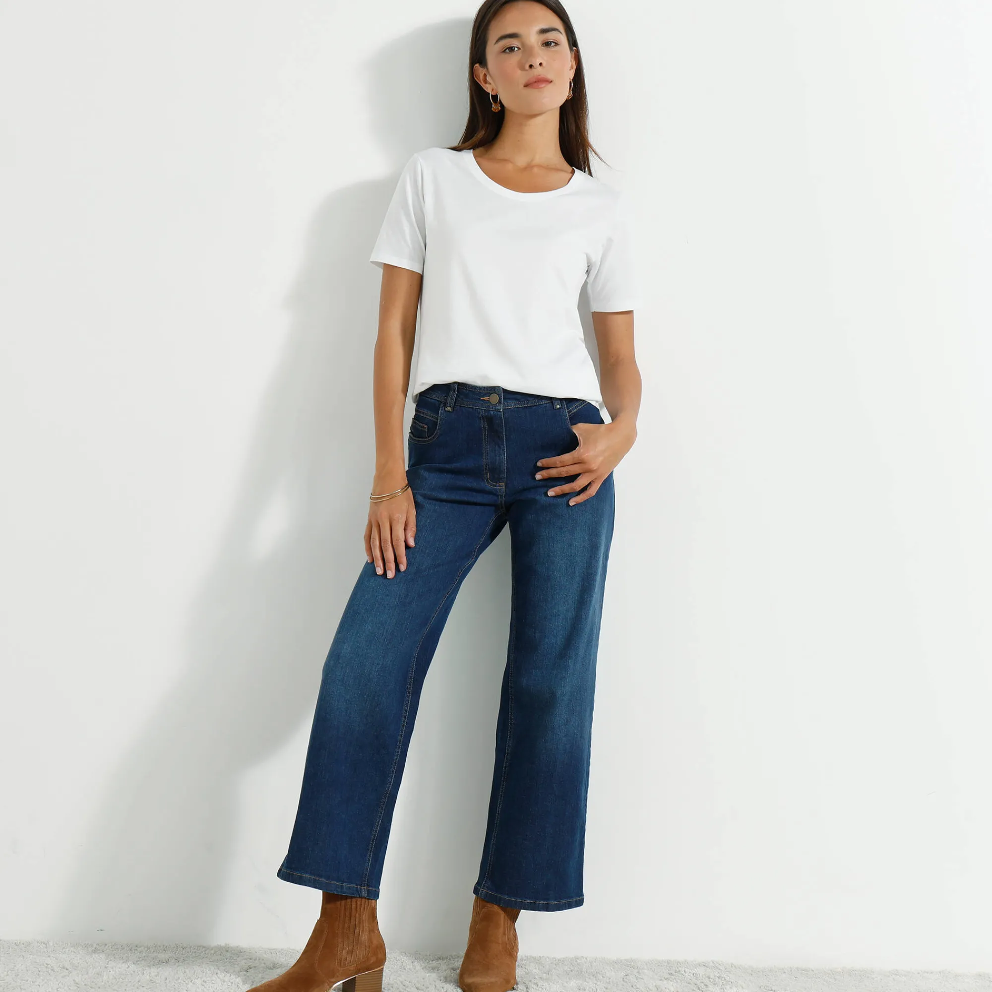 T-Shirt En Topje<Blancheporte T-shirt met ronde hals en korte mouwen wit