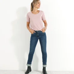 T-Shirt En Topje<Blancheporte T-shirt met ronde hals en korte mouwen parmaroze