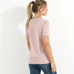 T-Shirt En Topje<Blancheporte T-shirt met ronde hals en korte mouwen parmaroze