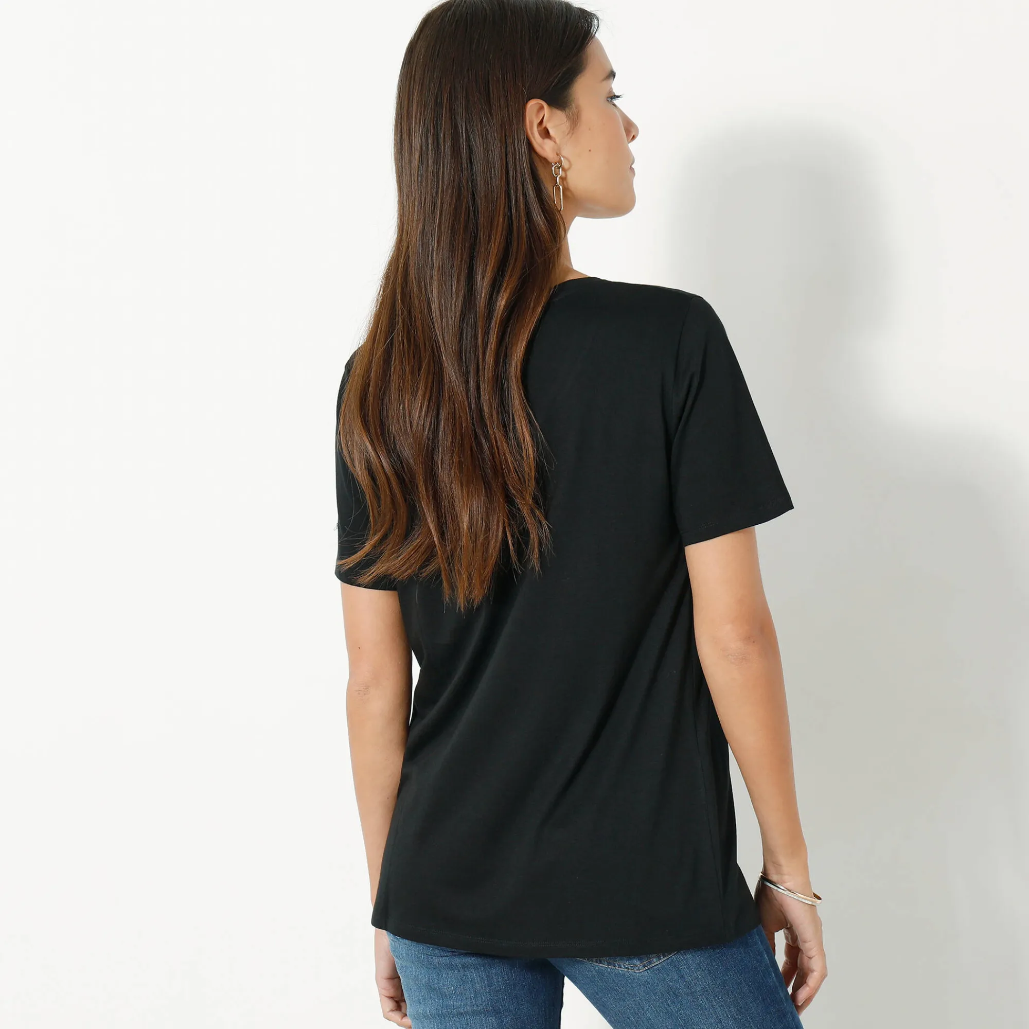 T-Shirt En Topje<Blancheporte T-shirt met ronde hals en korte mouwen zwart