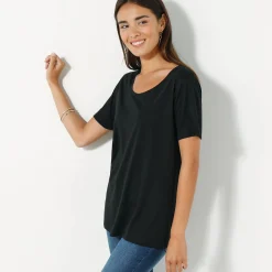 T-Shirt En Topje<Blancheporte T-shirt met ronde hals en korte mouwen zwart