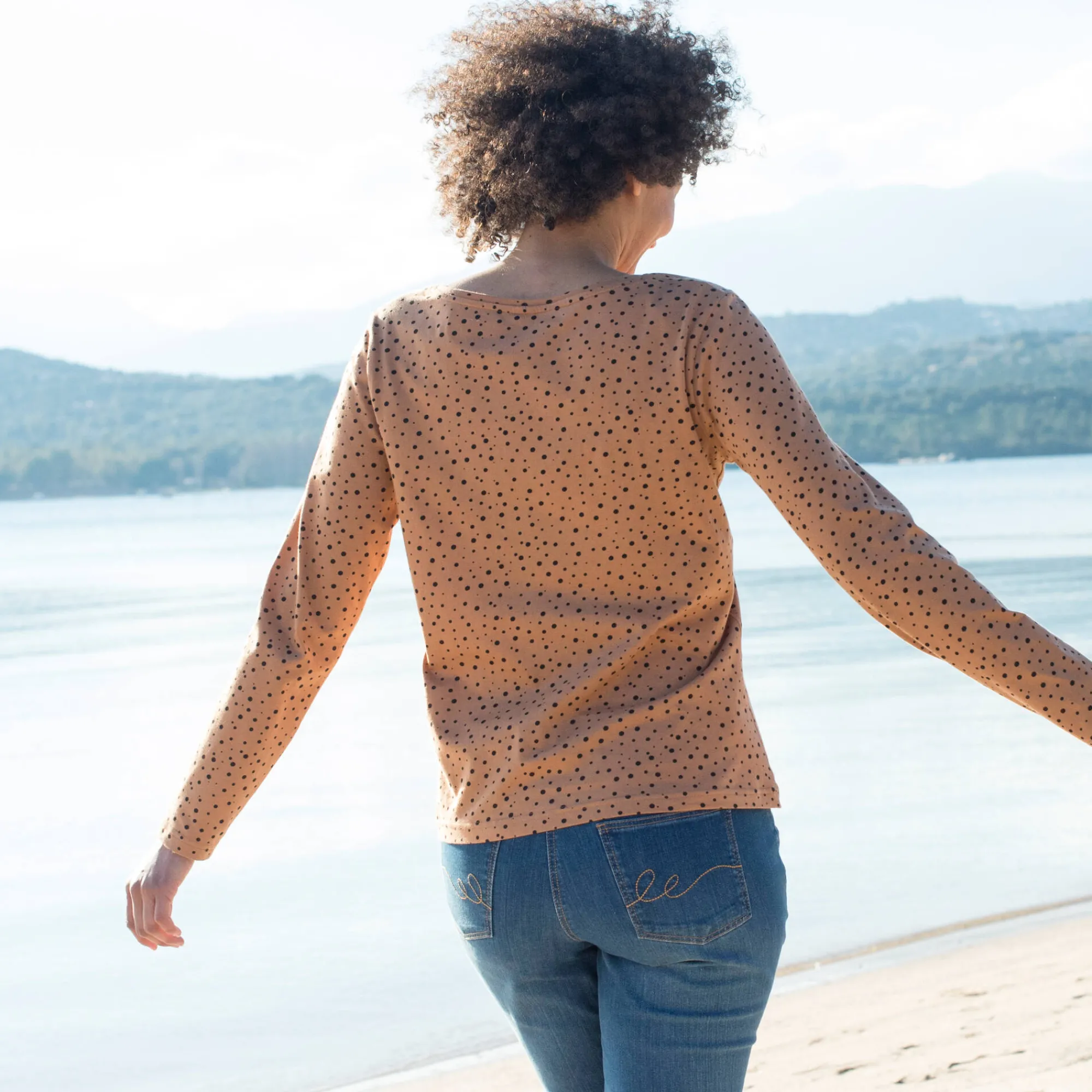 T-Shirt En Topje<Blancheporte T-shirt met stippenprint in biokatoen(**) hazelnootbruin