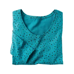 T-Shirt En Topje<Blancheporte T-shirt met stippenprint in biokatoen(**) petroleumblauw
