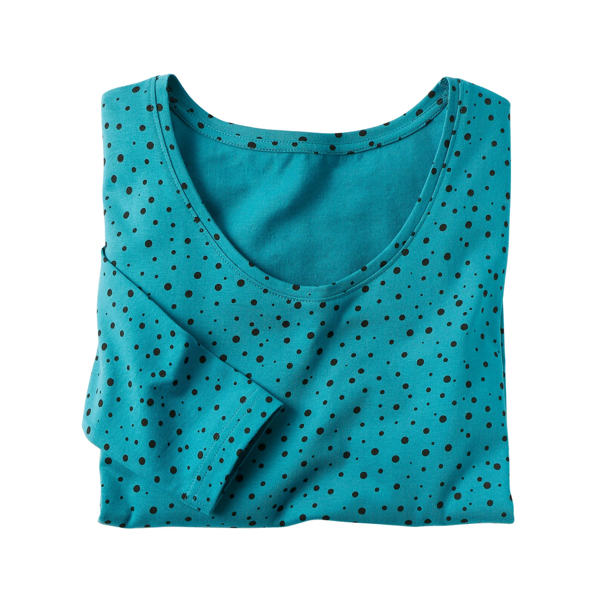 T-Shirt En Topje<Blancheporte T-shirt met stippenprint in biokatoen(**) petroleumblauw