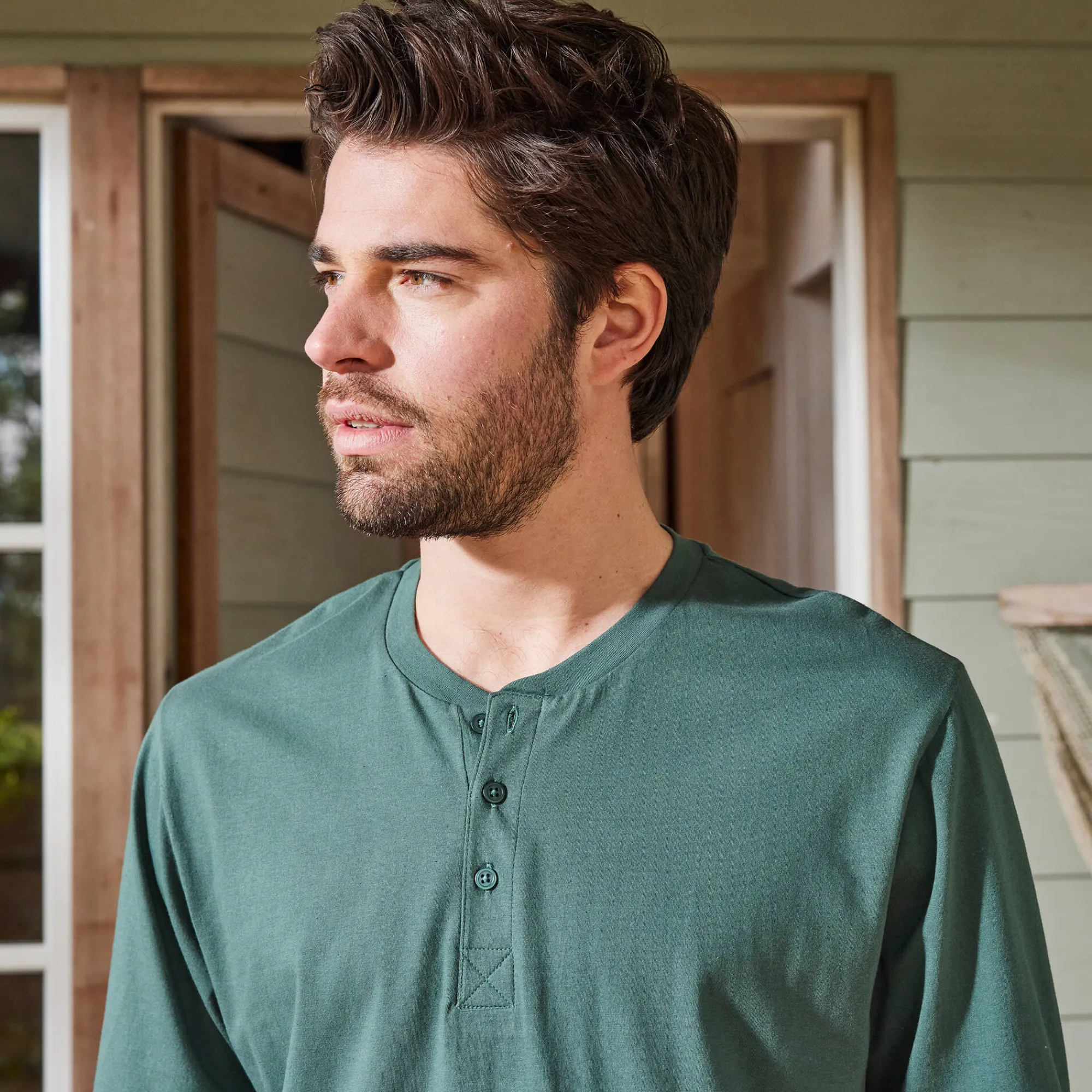 T-Shirt, Hemd En Polo<Blancheporte T-shirt met Tunesische hals en lange mouwen groen
