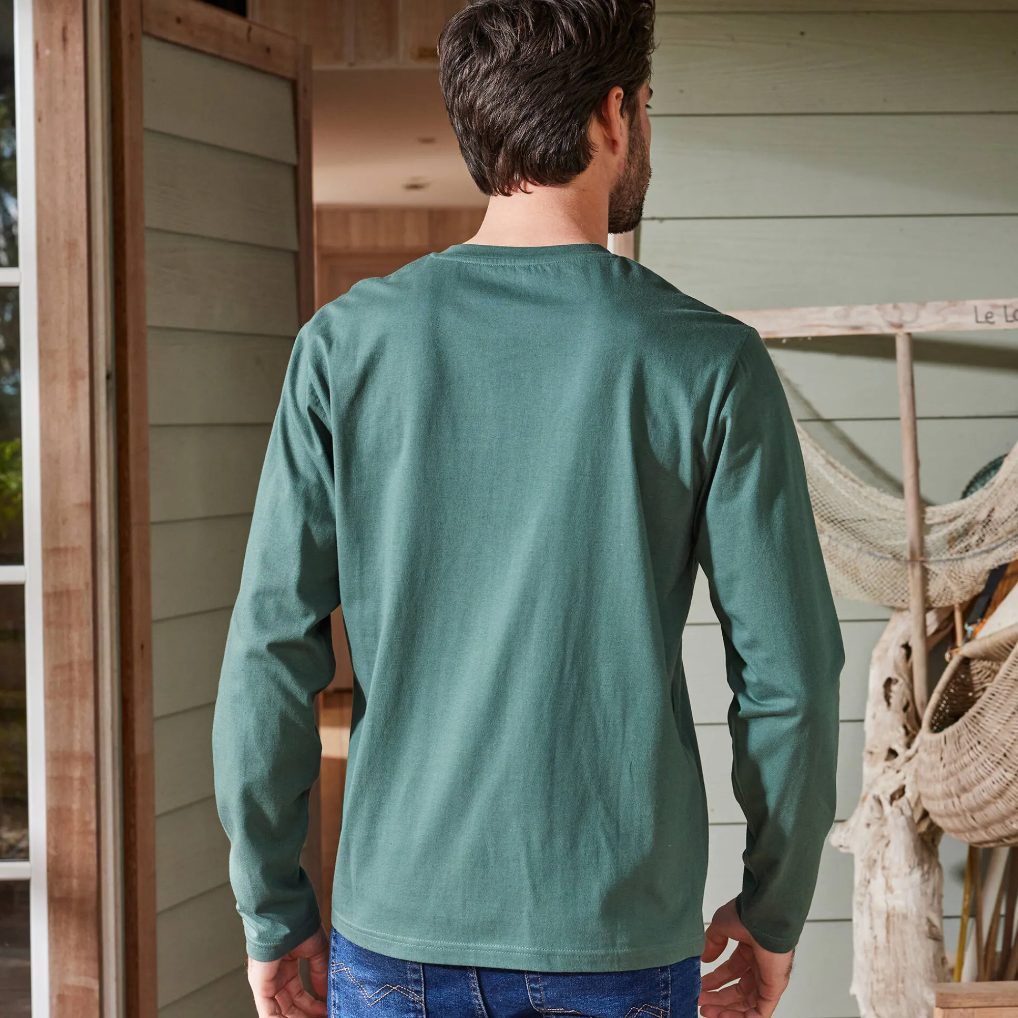 T-Shirt, Hemd En Polo<Blancheporte T-shirt met Tunesische hals en lange mouwen groen