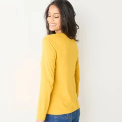 T-Shirt En Topje<Blancheporte T-shirt met Tunesische hals en lange mouwen kerrie