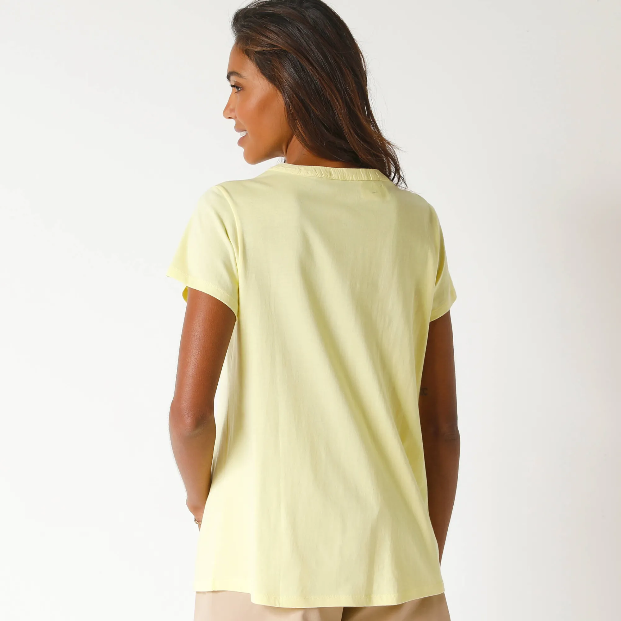 T-Shirt En Topje<Blancheporte T-shirt met Tunesische hals en broderie anglaise geel