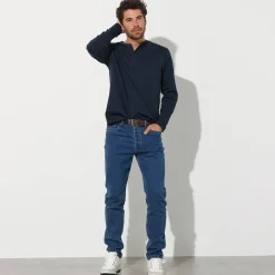 T-Shirt, Hemd En Polo<Blancheporte T-shirt met Tunesische hals en lange mouwen marine