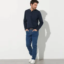 T-Shirt, Hemd En Polo<Blancheporte T-shirt met Tunesische hals en lange mouwen marine