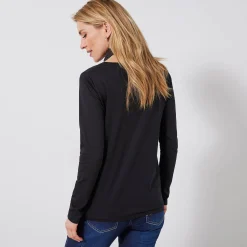 T-Shirt En Topje<Blancheporte T-shirt met Tunesische hals en lange mouwen zwart